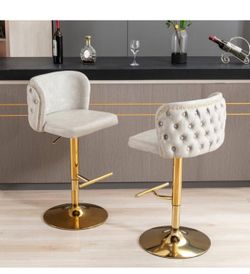 NEW 2-Piece Luxury 360° Swivel Bar Stool with Adjustable Height,Chrome Base,Ergonomic Design