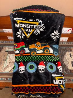 Monster Jam Christmas Blanket