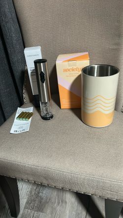 BNIB WINE CHILLER SOCIETY 6 & STAINLESS STEEL ELECTRIC WINE OPENER BY MARK & GRAHAM GREAT GIFT FOR THE WINE LOVER IN YOUR LIFE