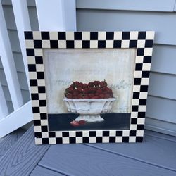 Framed Artwork Bowl Of Strawberries 