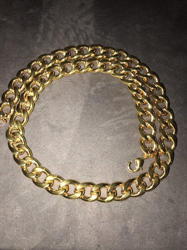NEW 22" 11mm 18k yellow gold and durable stainless steel chain, necklaces