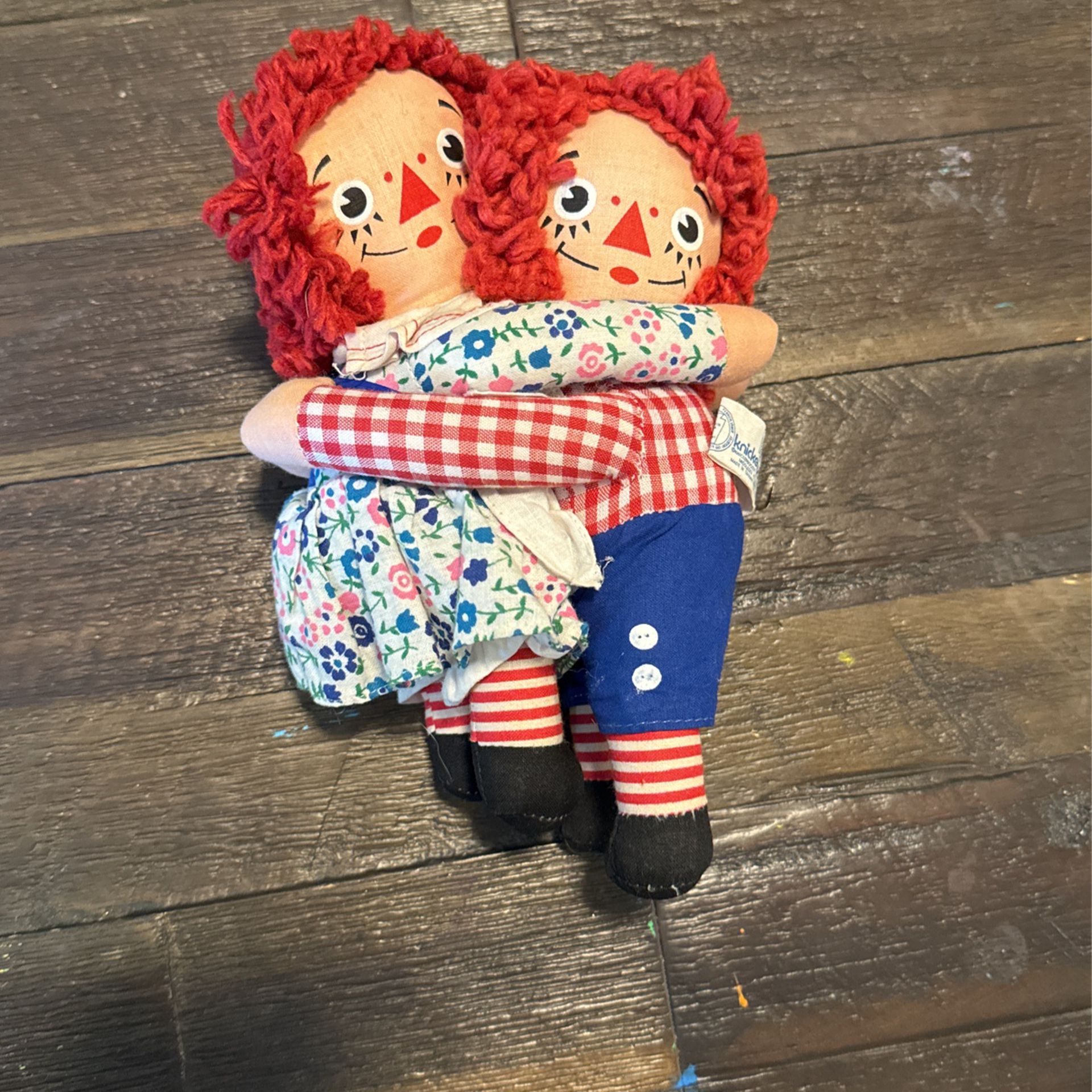 Vintage Hugging Raggedy Ann And Andy 7” Knickerbocker Doll