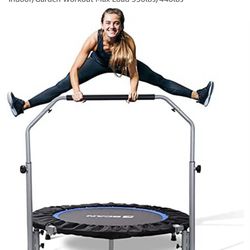 BCAN 40/48" Foldable Mini Trampoline, Fitness Rebounder with Adjustable Foam Handle, Exercise Trampoline for Adults Indoor/Garden Workout Max Load 330