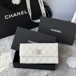 Chanel Long Wallets White