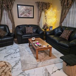 Leather 3pc Sofa Loveseat Recliner