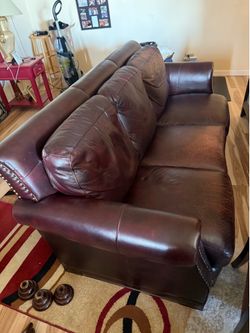 Leather sofa nail studded