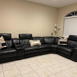 Black Leather Sectional Sofa