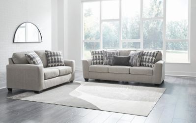 Modern Living Room Sofa & Loveseat Set with Accent Pillows