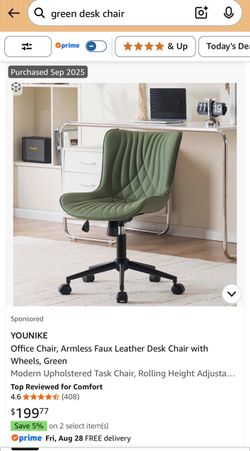 Green Faux Leather Office Chair with Wheels
