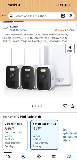 Swann MaxRanger4K Mini Wireless Security Camera System 3-Pack with Hub