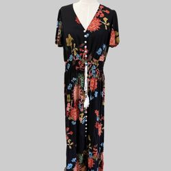 Colorful Floral Print Long Dress Size 16