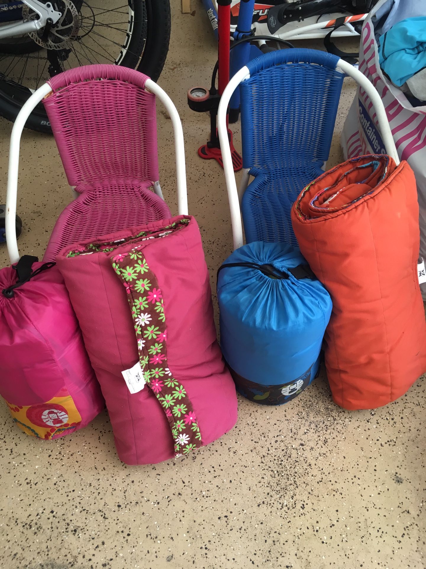 Kids chairs, nappers & sleeping bags