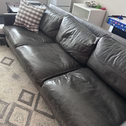 Room & Board 88” Bram Sofa Grey Leather