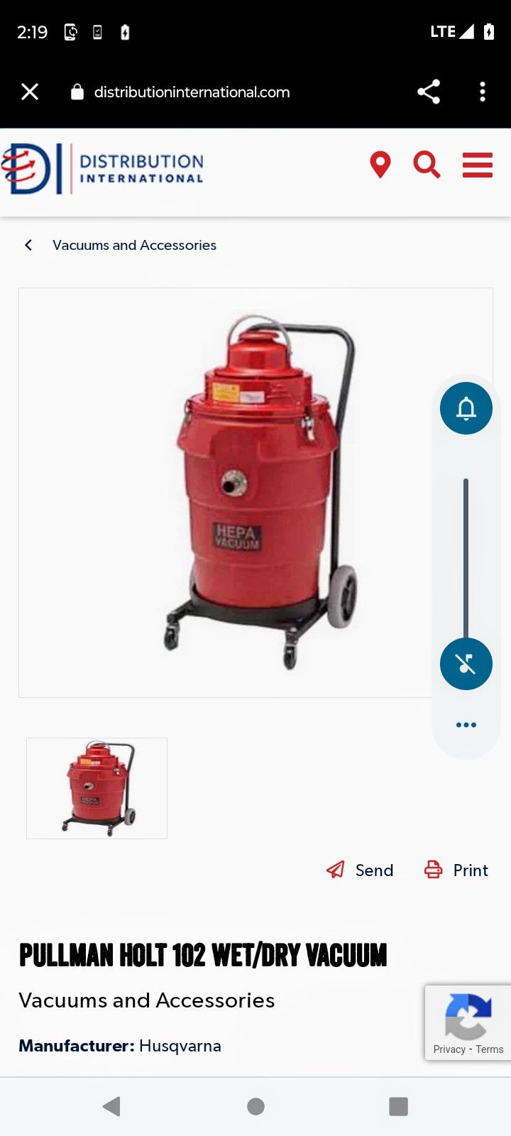 PULLMAN HOLT 102 WET/DRY VACUUM