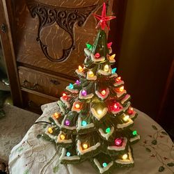 Vintage Christmas — Ceramic Lighted Christmas Tree —Mid Century — 15"