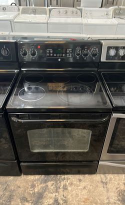 GE Electric Stove Black Glass Top