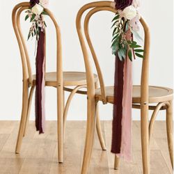 Silk Pew Flowers With Ribbons (4) - Burgundy/blush Pink/ White