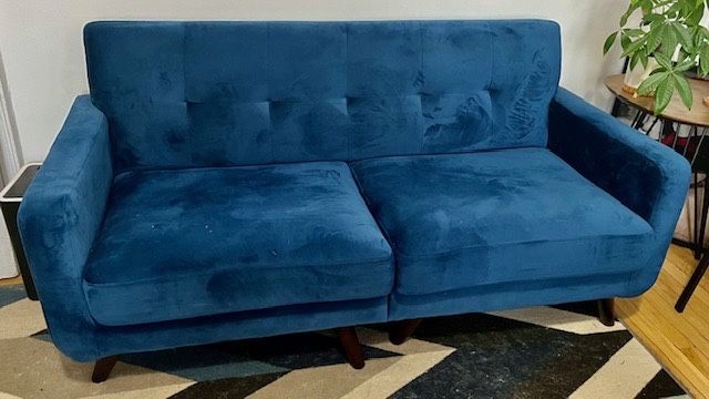 Blue Velvet Loveseat Sofa