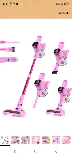 Tikom V500 Cordless Stick Vacuum Cleaner Pink