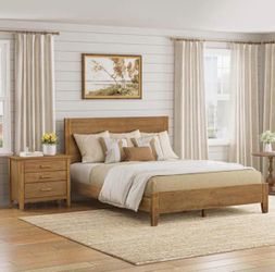 2 pieces - Queen size bed frame with 1x nightstands