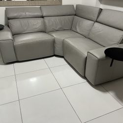 Sectional Couch Leather 78” X 77”  Recliner 