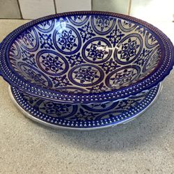 Decorative Glass Bowl  And Plate