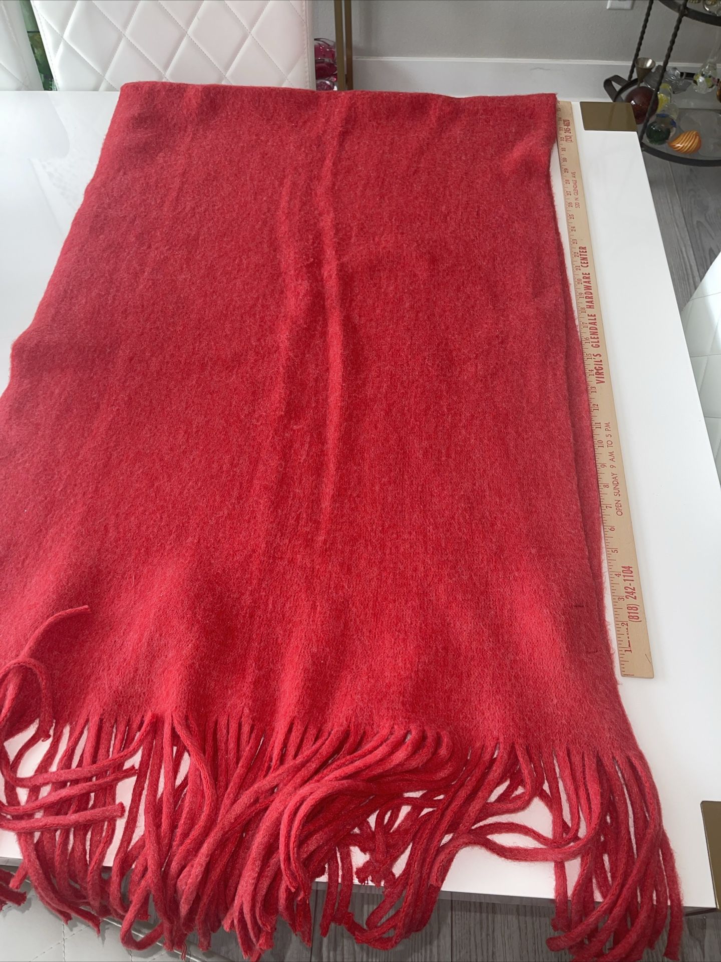 Anthropologie Mimi Fringed Wrap Scarf Red pre-owned 