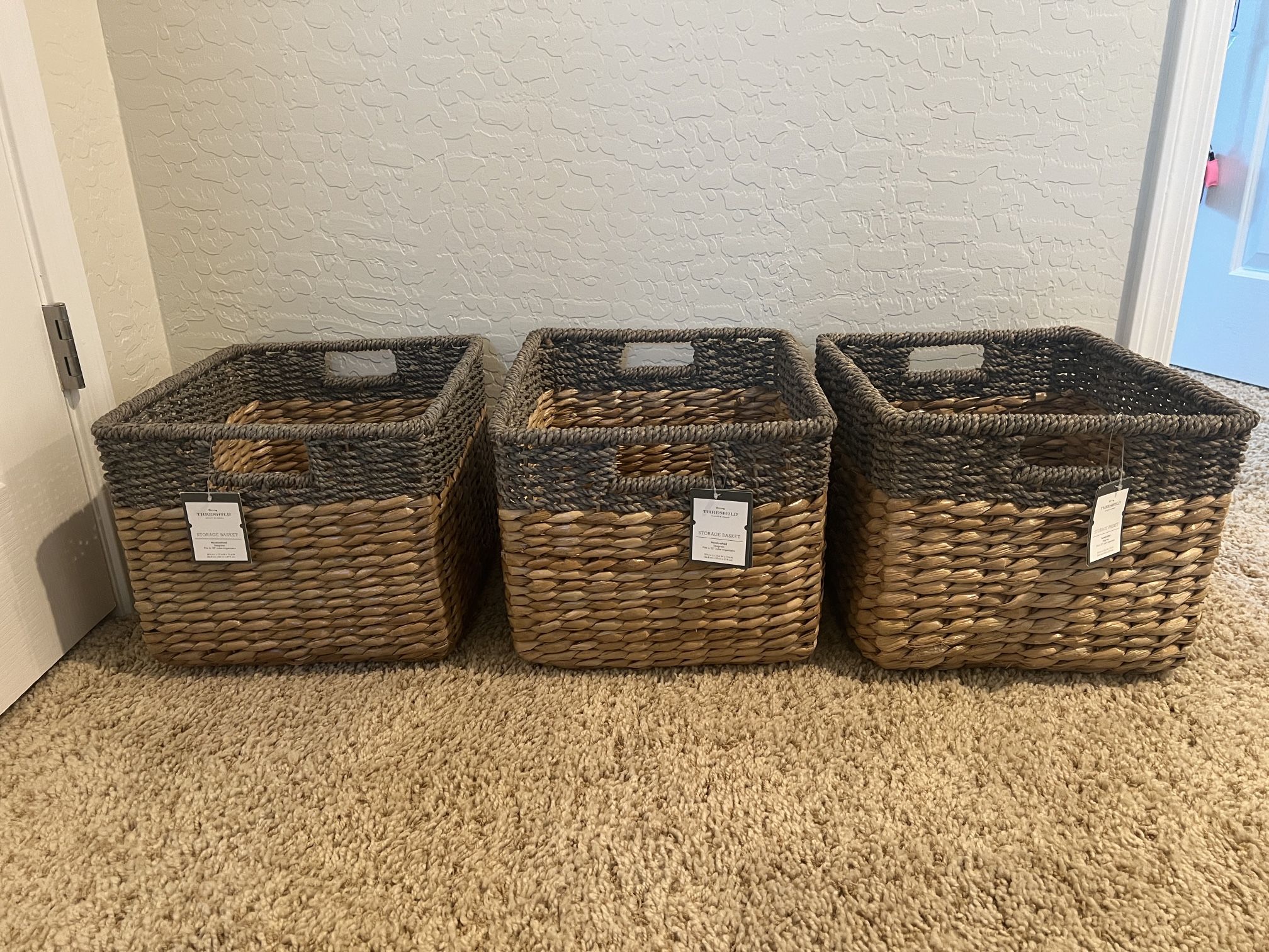NWT Woven Storage Baskets / Crates / Bins (Set Of 3)