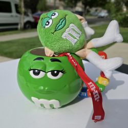2001 Green M&M's Ceramic Mug & Plushy