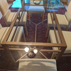 Glass Table Bronze Base Hollywood Regency Style  72"X 42"