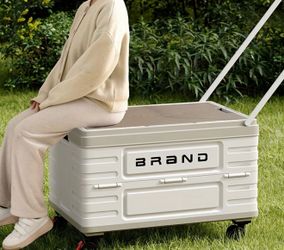 New! Foldable multi-functional trolley, with wooden cover, featuring 360° rotating wheels, foldable portable rolling box, foldable camping
