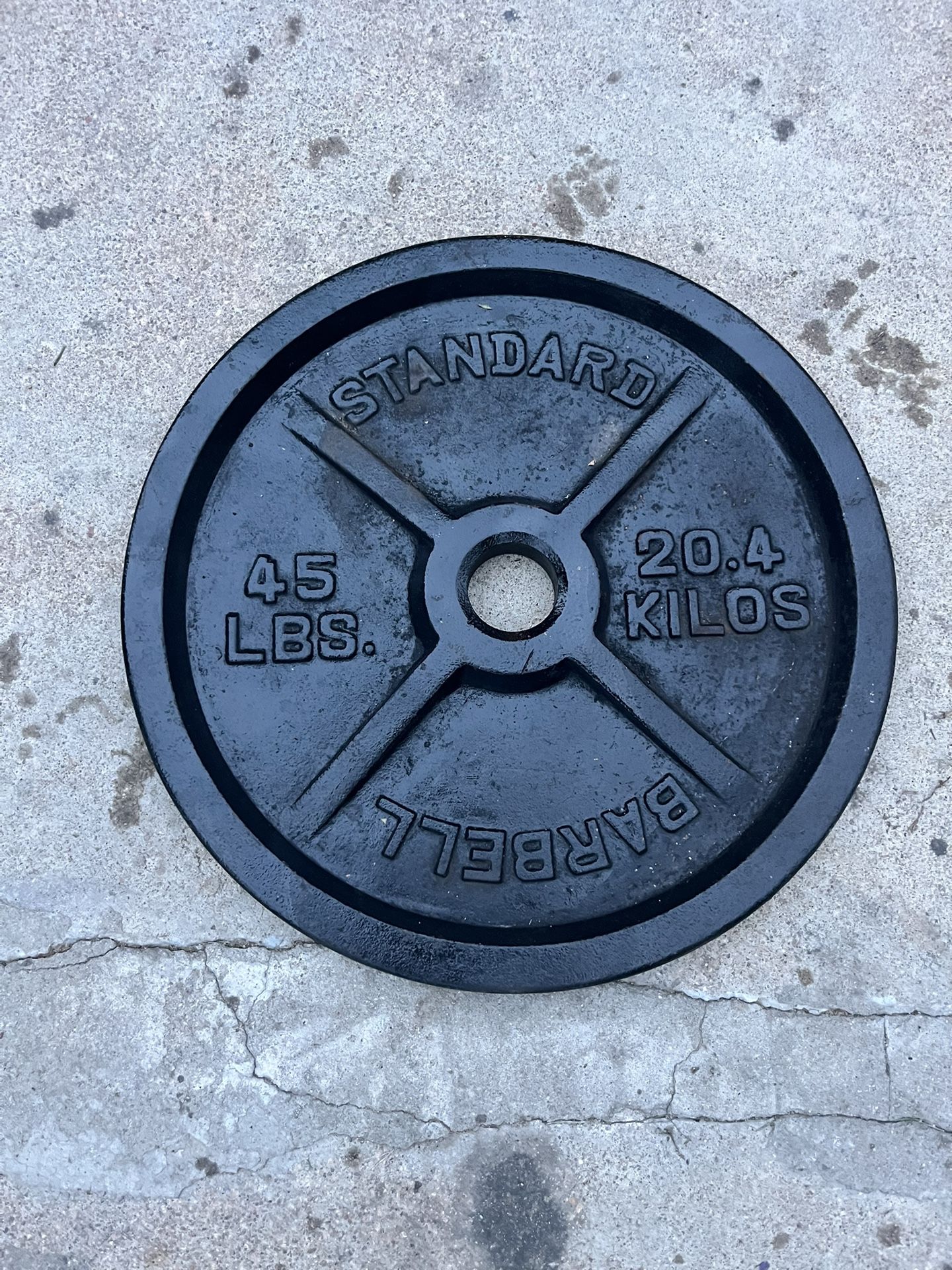 2-Inch  Solid Cast Iron Olympic Weight Plate , 45Lbs