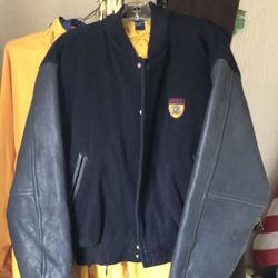 Ralph Lauren Polo Ultra Rare Vintage Leather and Wool  Varsity Crested Jacket Size XL