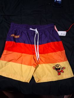 Pac-Man Striped Board Shorts with Tags