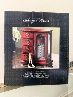 Cherry Finish Wooden Jewelry Chest
