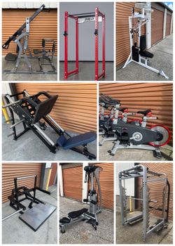 Gyms Equipment- Leg Press Power Squat Rack/ Smith Machine, Spin Bike, Home Gym