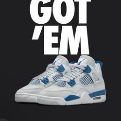 AIR JORDAN 4 RETRO (GS) OFF WHITE/MILITARY BLUE