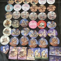 Lot Of 44 Enesco Cherished Teddies Mouse Tales Calico Kittens Buttons Pins