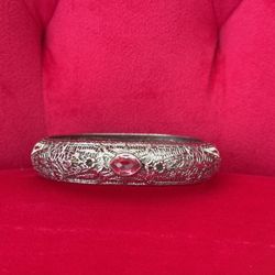 Antique Vintage Bracelet Silver Filigree Pink Stone 