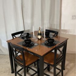 High Pub Dining Table & 4 Chairs
