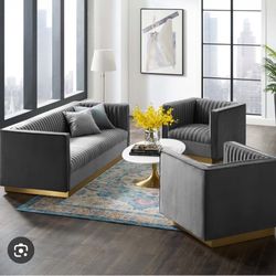 Grey Couch Set With Tables