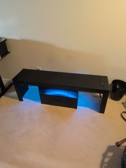 Black TV Stand / Entertainment Center with Drawer & LED Lights
