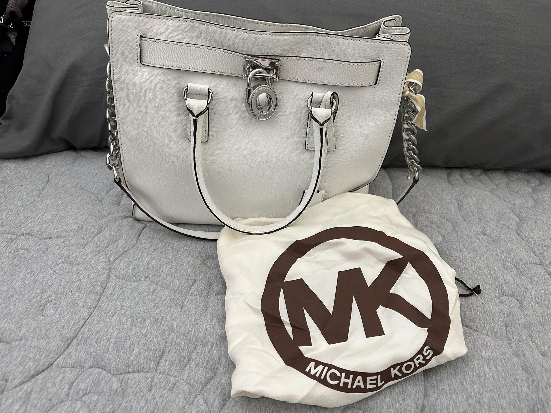 Michael Kors White Hamilton Handbag