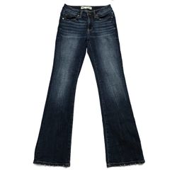 BKE Stella Mid-Rise Jeans Womens 26x31.5 Blue Bootcut Distressed Stretch Denim