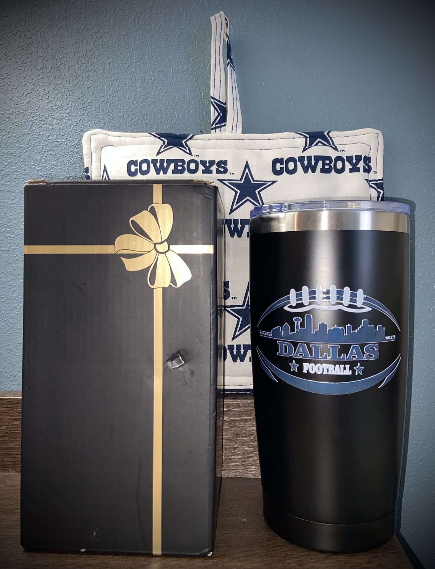 Brand New Dallas Cowboys nfl 20oz Insulated Tumbler Cup Mug & Handmade Pot Holder Set