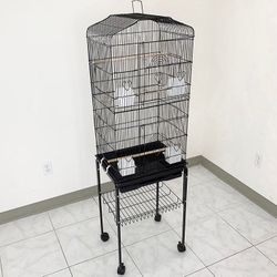 (NEW) $60 Small to Medium Bird Cage 60” Tall Parrot Parakeet Cockatiel Bird Cage 18x14x60” Rolling Stand