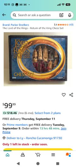 Lord Of The Rings Return Of The Kings Chess Set