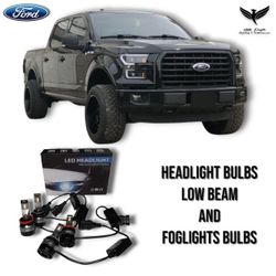 2015-2022 Ford F-150 Headlights Bulbs LED White 6K KIT Low Beam + Foglight 48000ms