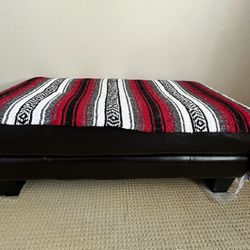 Leather Ottoman, Dark Brown