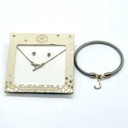 “A” & “J” Letter Bracelet And Necklace 